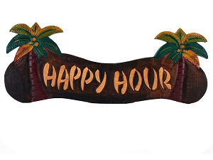 Happy Hour Palm Tree Sign 8x22